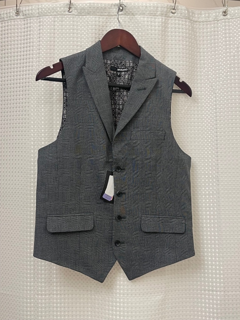 Dark Grey Plaid Suit Vest